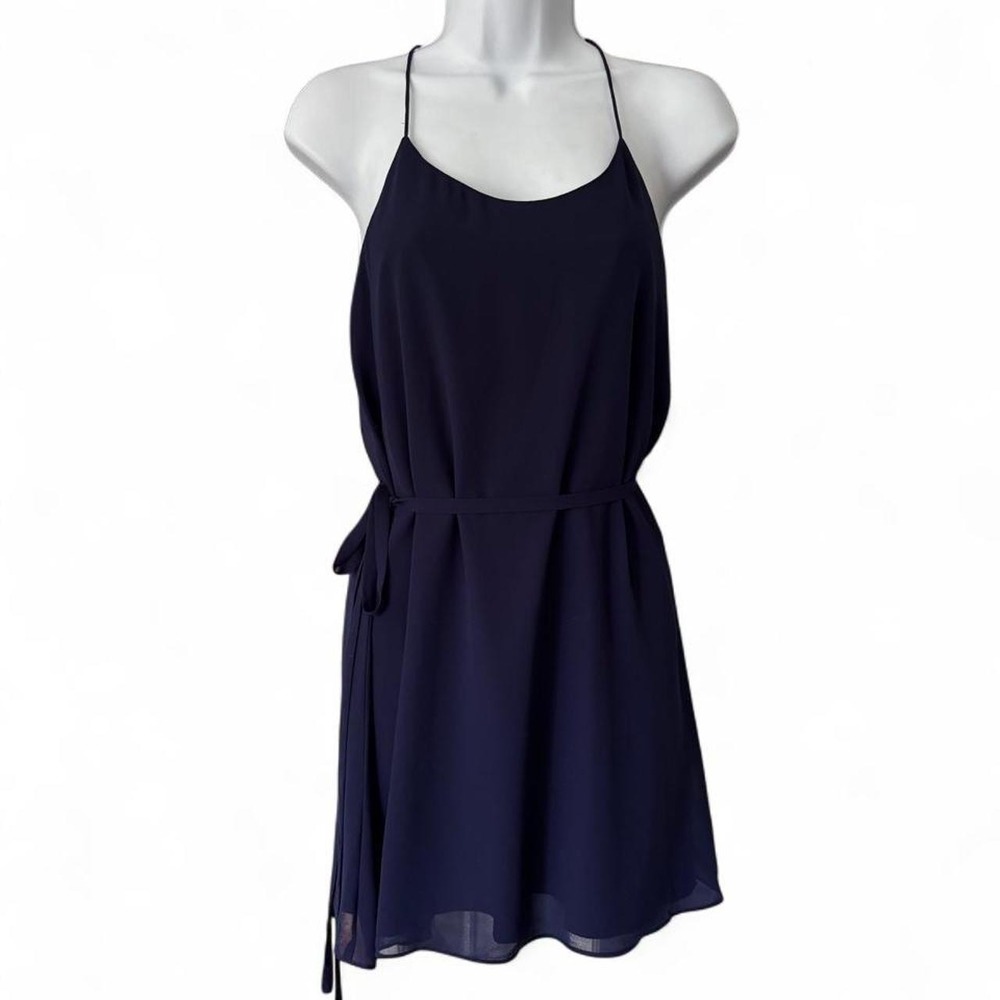 NAKED ZEBRA Navy Blue String Dress with Tie Belt Size S